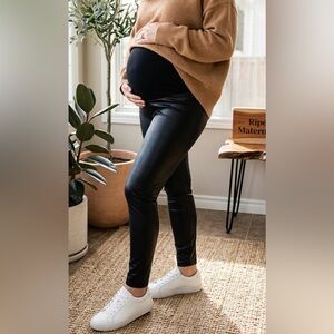 Ripe Maternity Classic Black Faux Leather High-Waisted Leggings Women’s XS